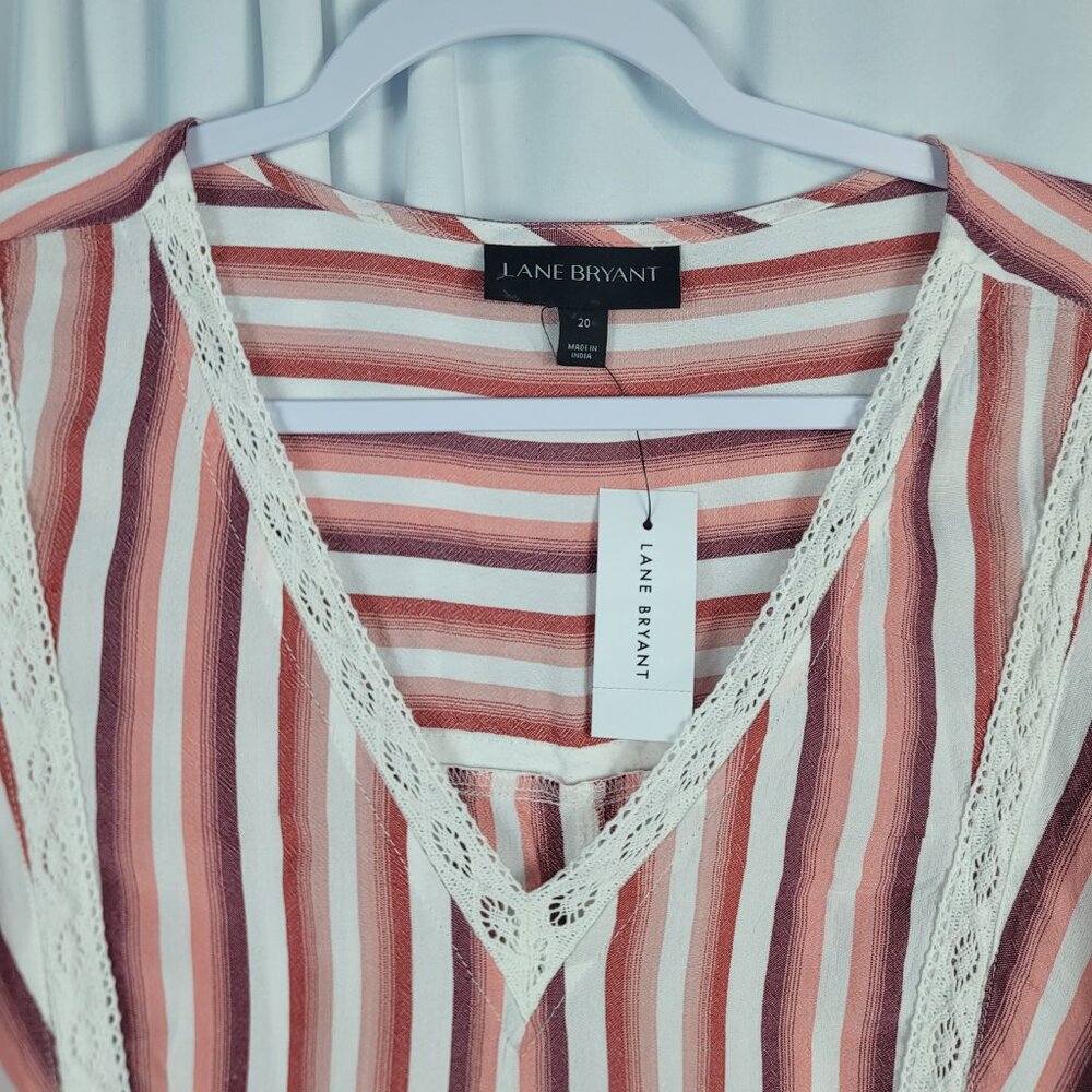 Lane Bryant Sleeveless Blouse Women's Size 20 Pink Ivory Stripe NEW - Picture 4 of 16